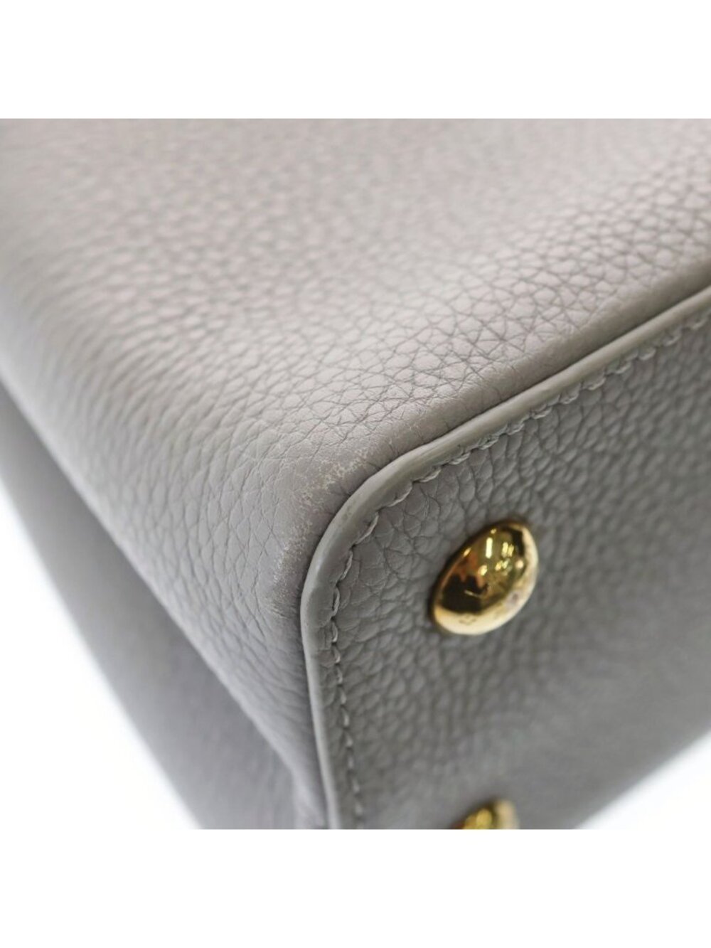 Louis Vuitton Capucines PM 2-Way Shoulder Bag Gray Taurillon Leather Gold - Picture 6 of 8